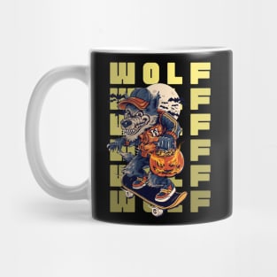 wolf with pumpkin Mug